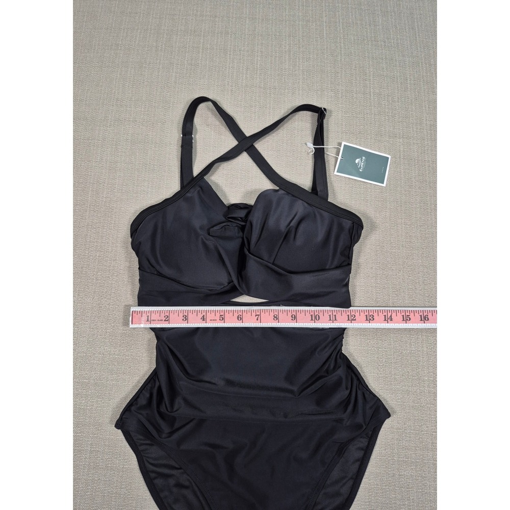 Eomenie Womens One Piece Swimsuit Black Cutout Tummy Control Monokini Size S NEW - Picture 4 of 11